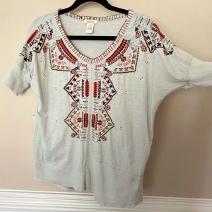 Sundance small embroider floral half sleeve blouse